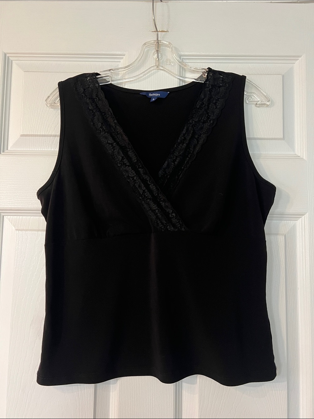 Reitmans Black Sleeveless Lace-Trim Surplice Camisole